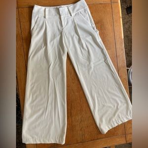 Pleated Wide Leg White Pants